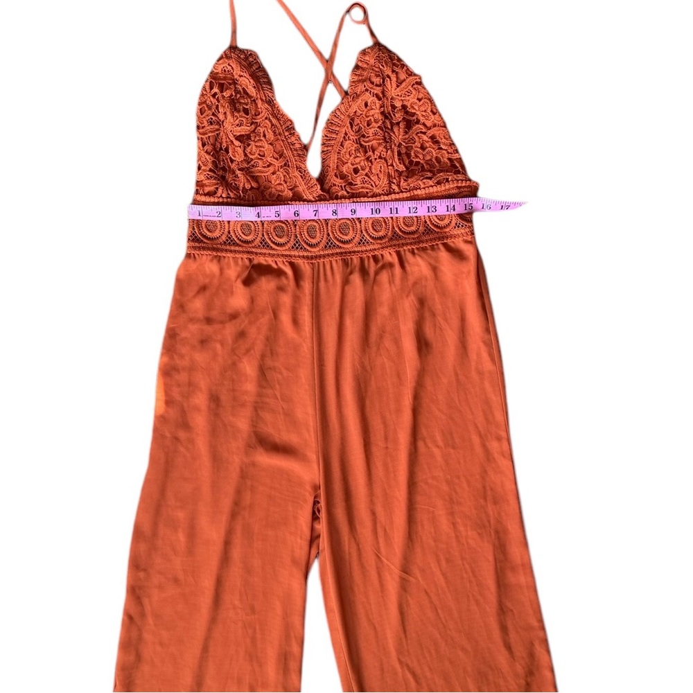 Gorgeous Blashe Orange Wide Leg Open Back Jumpsuit - Picture 7 of 12